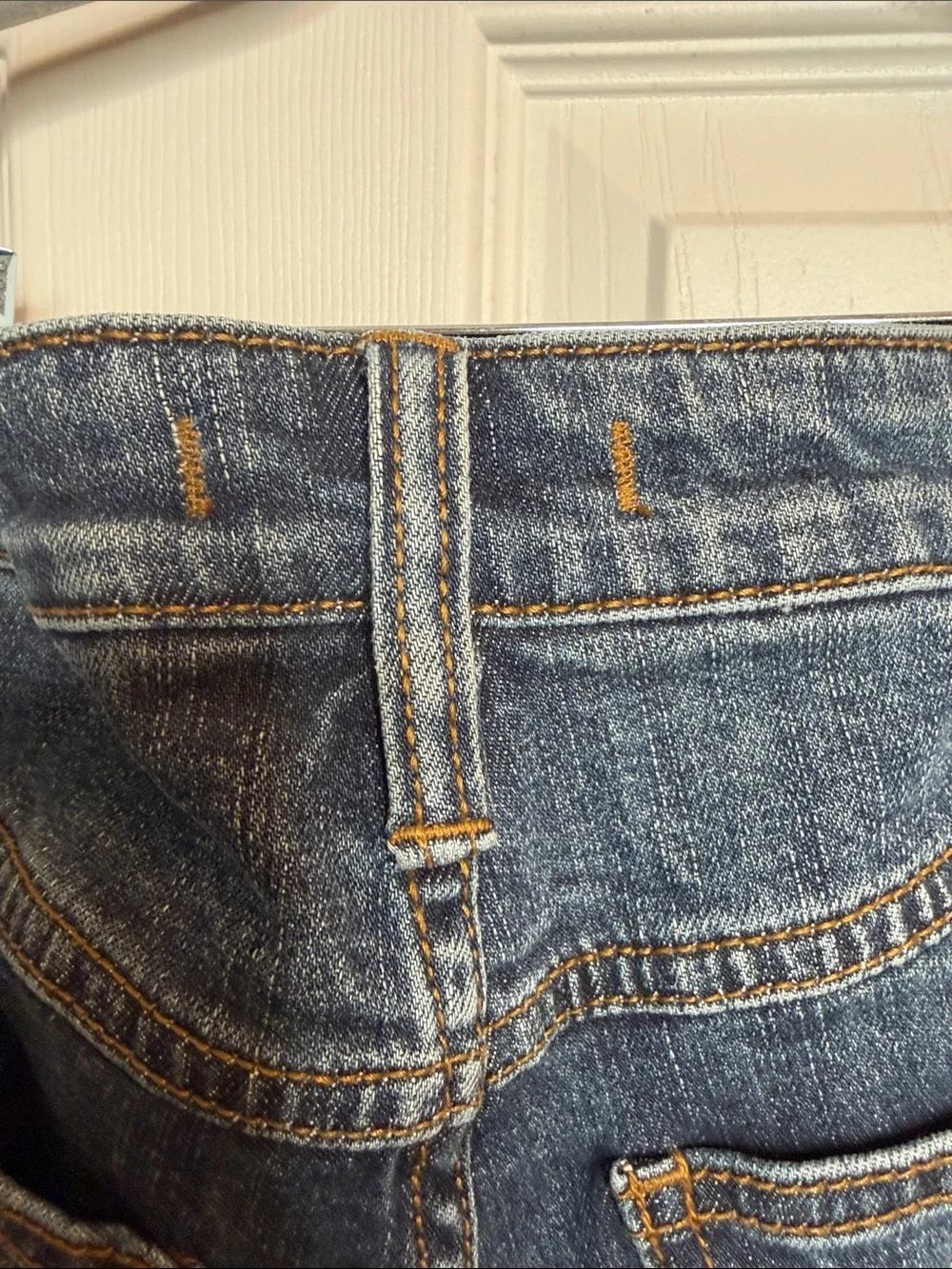 Vintage Embroidered Free People Dark Blue Denim Jeans with Red Rose Patch